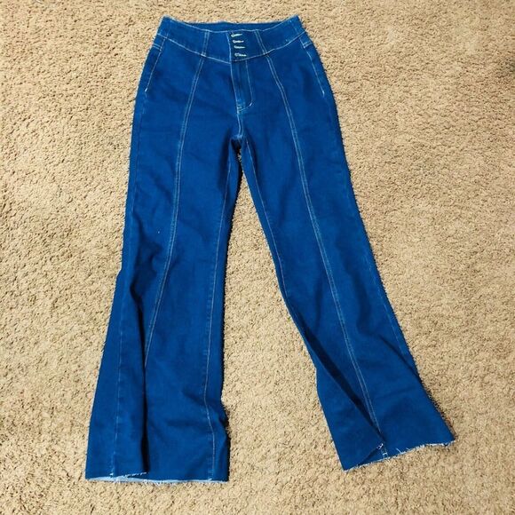 Cider‎ Women's Denim High Waist Flared Jeans Dark Navy Size Medium NWT - Picture 3 of 8